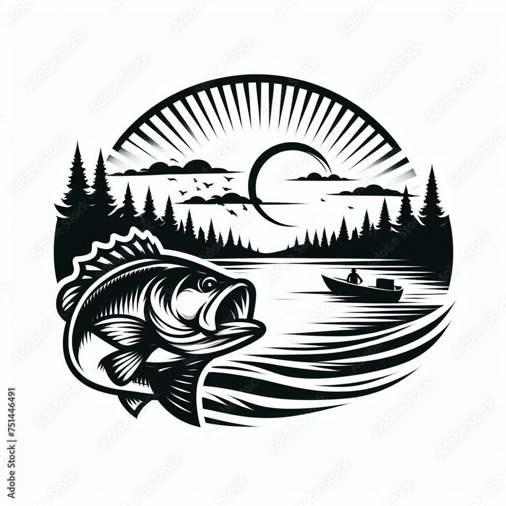 Fototapeta premium Big bass fish logo