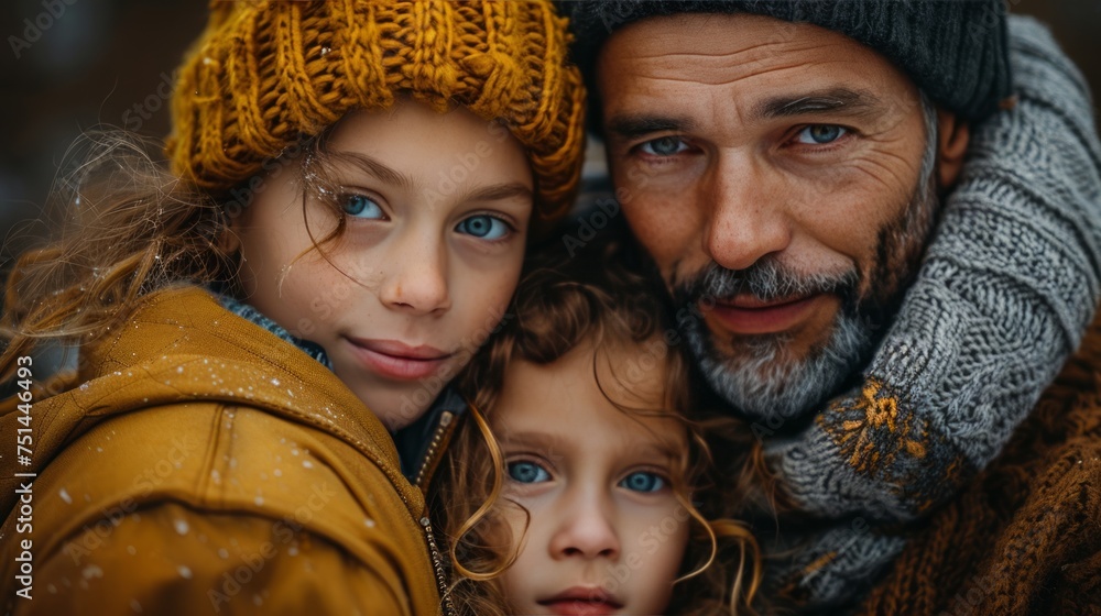 Man and Little Girl Wearing Scarves Man and Little Girl Wearing Scarves