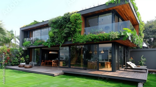 House Covered in Windows and Plants