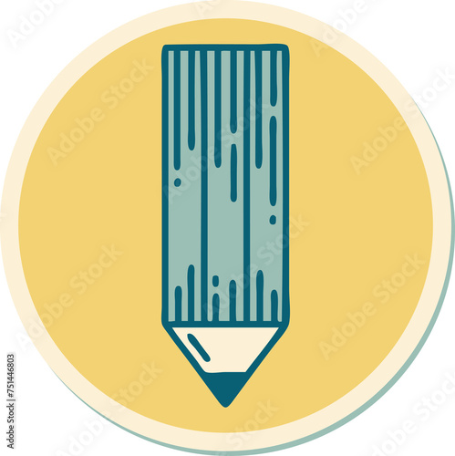 tattoo style sticker of a pencil