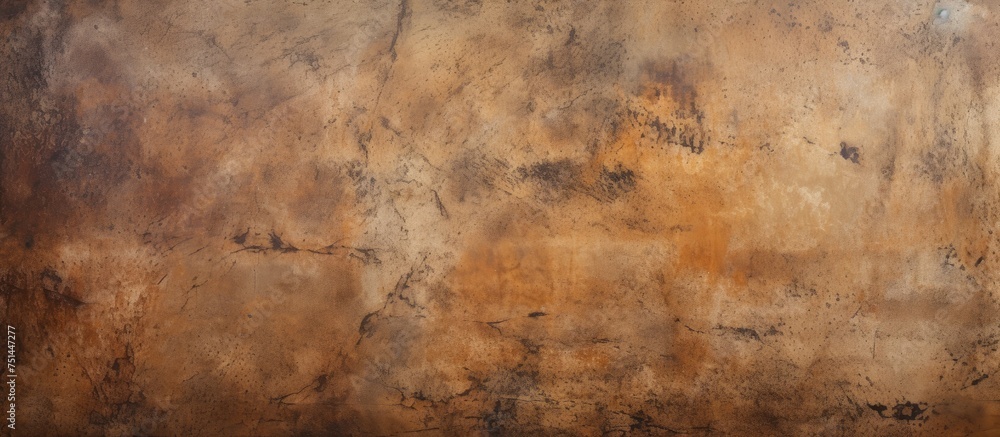 A brown concrete wall adorned with a black and white clock. The clocks hands are ticking away, set against the textured surface of the wall. A brown concrete wall adorned with a black and white clock. The clocks hands are ticking away, set against the textured surface of the wall.