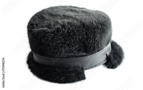 Black Sheepskin Hat isolated on transparent Background