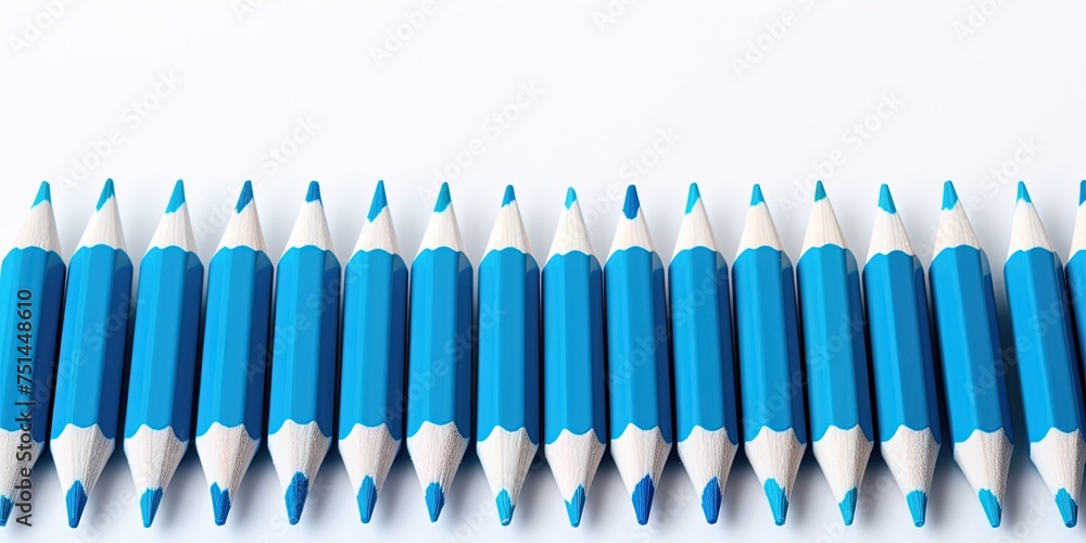 Blue pencils with White outer on white background. Blue pencils with White outer on white background.