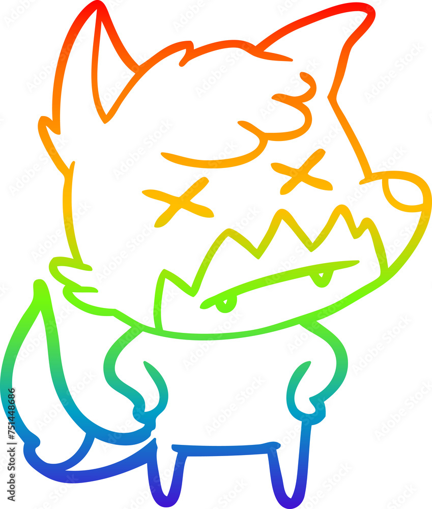 rainbow gradient line drawing cartoon dead fox rainbow gradient line drawing cartoon dead fox
