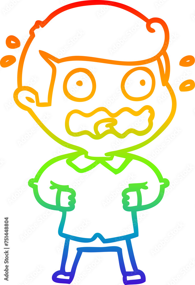 rainbow gradient line drawing cartoon man totally stressed out rainbow gradient line drawing cartoon man totally stressed out