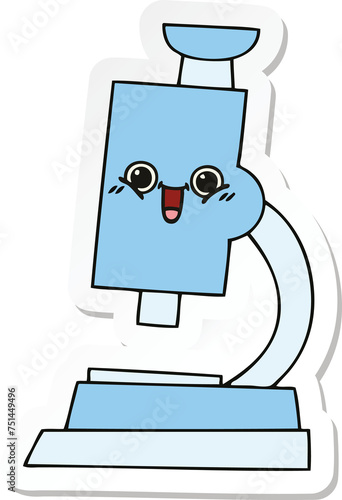 sticker of a cute cartoon microscope