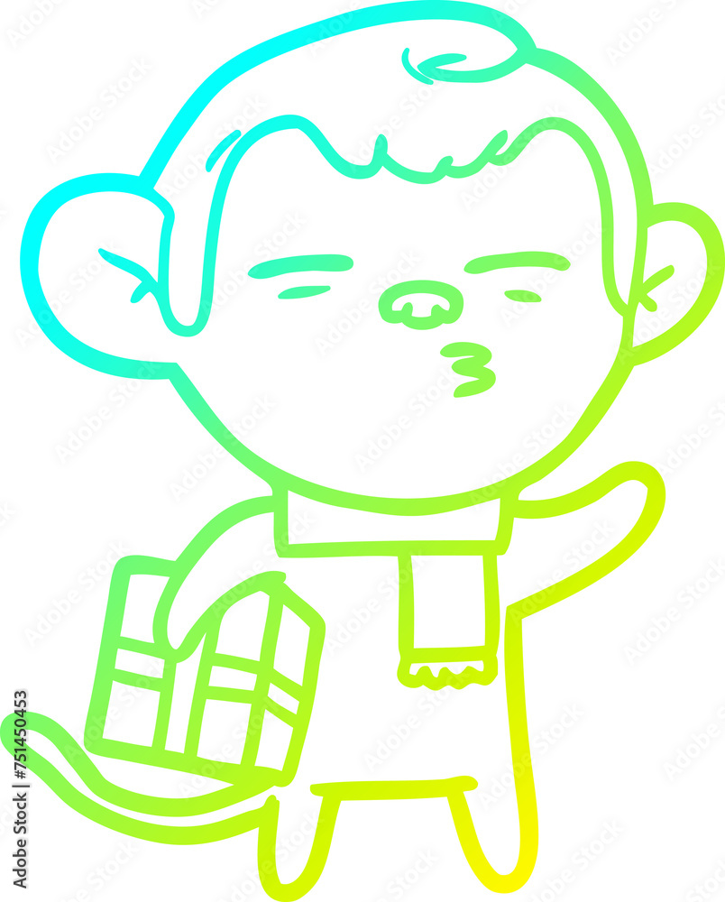 cold gradient line drawing cartoon suspicious monkey cold gradient line drawing cartoon suspicious monkey