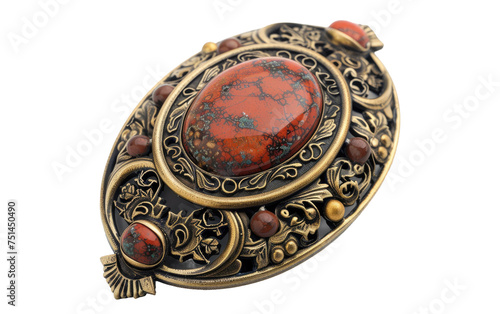 Jasper Brooch in Red isolated on transparent Background