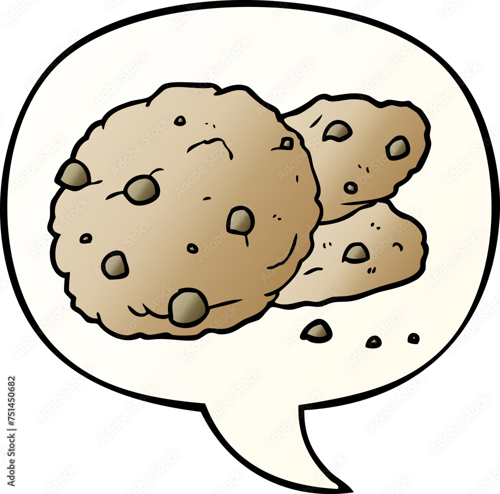 cartoon cookies and speech bubble in smooth gradient style cartoon cookies and speech bubble in smooth gradient style