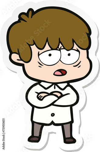 Wallpaper Mural sticker of a cartoon exhausted boy Torontodigital.ca