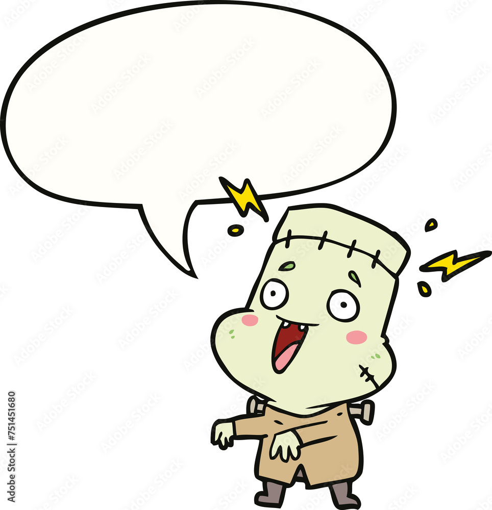cartoon undead monster creation man and speech bubble cartoon undead monster creation man and speech bubble