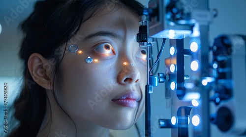 Woman With Blue Eyes Looking at Camera