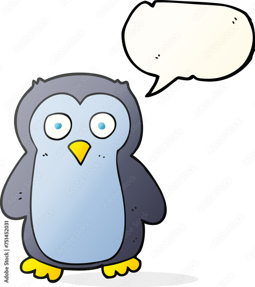 Obraz premium speech bubble cartoon penguin