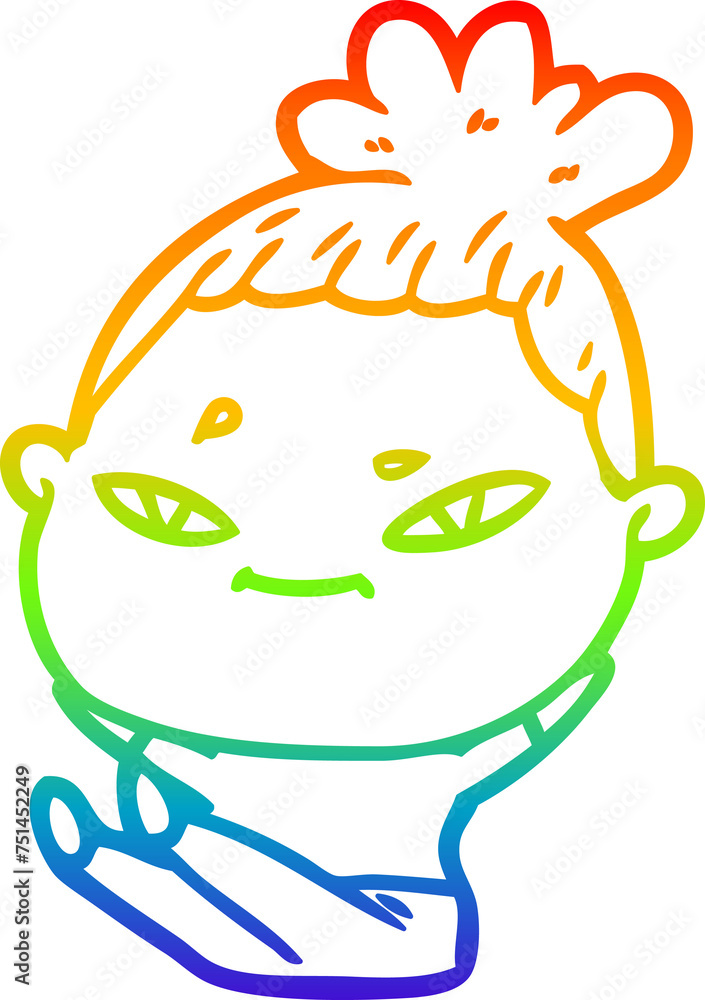 Obraz premium rainbow gradient line drawing cartoon woman