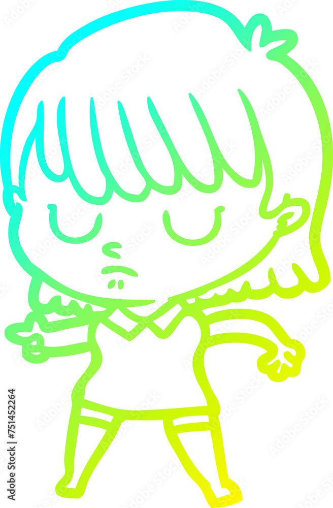 cold gradient line drawing cartoon woman cold gradient line drawing cartoon woman