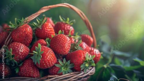 a basket of ripe strawberries  abstract photography  realistic  8K  AI Generative