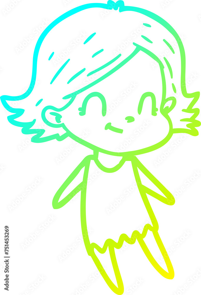 cold gradient line drawing cartoon friendly girl