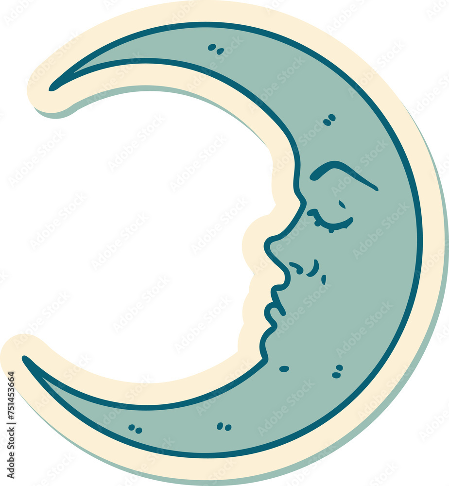custom made wallpaper toronto digitaltattoo style sticker of a crescent moon