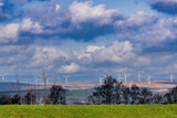 A landscape image of Scout Moor wind farm photographed from Heaton Park, Manchester. 