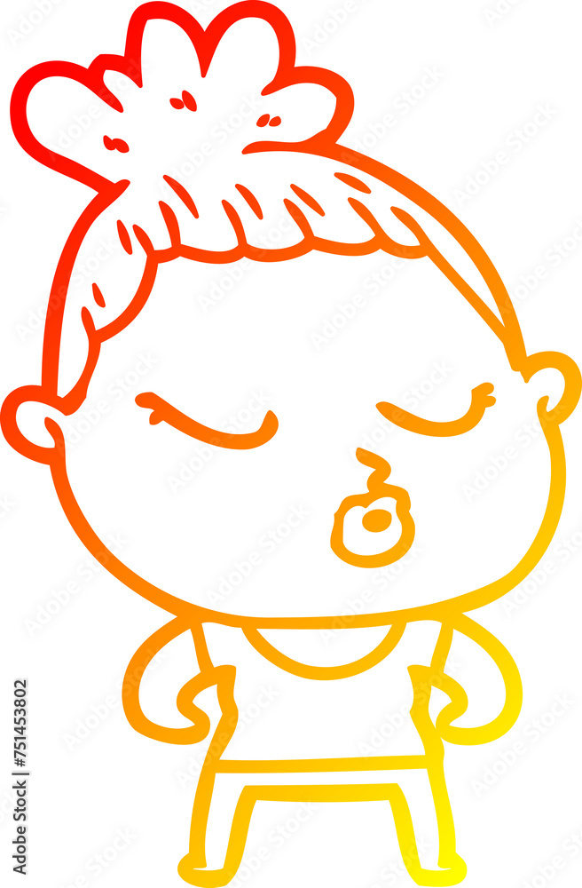 warm gradient line drawing cartoon calm woman warm gradient line drawing cartoon calm woman