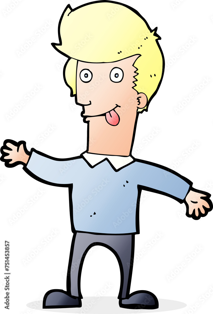 cartoon man sticking out tongue