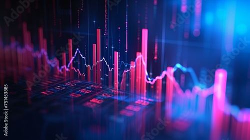 chart graph data background stock art illustration, in the style of dark blue and indigo,pink and magenta accents, in the style of splunk, AI Generative