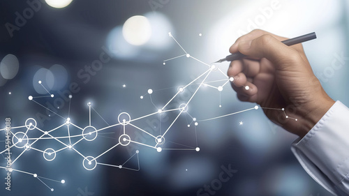 Businessman drawing a growth graph, symbolizing progress and analytics in a corporate setting AI Generative.