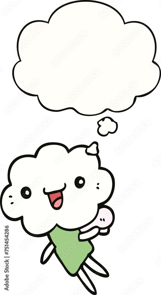 cartoon cloud head creature and thought bubble cartoon cloud head creature and thought bubble