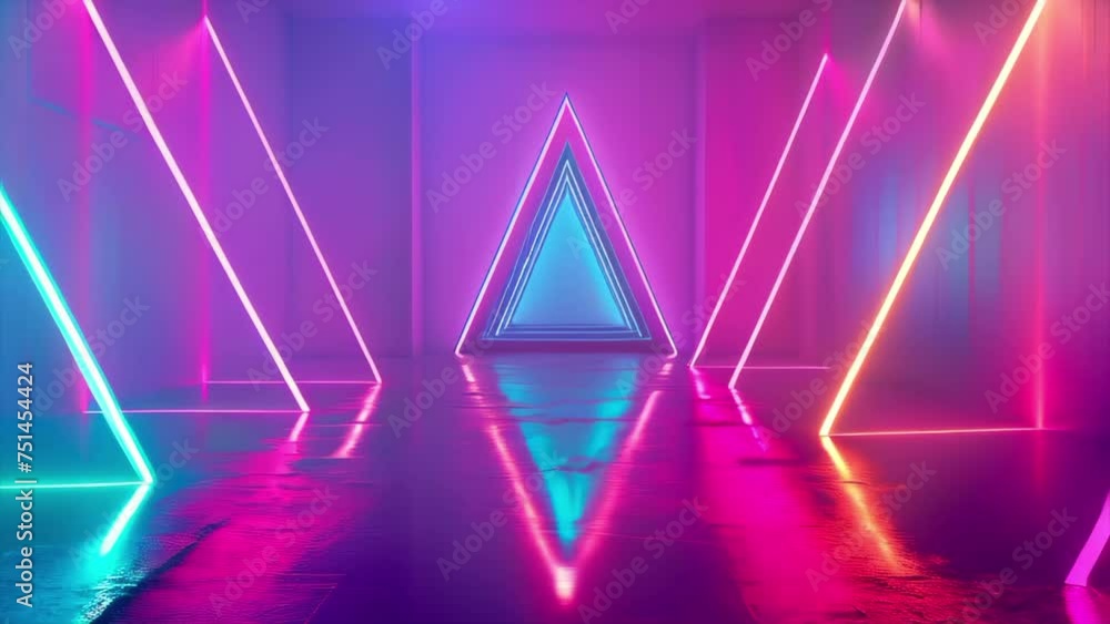 Neon geometric shapes. Traveling forward. Neon geometric shapes. Traveling forward.