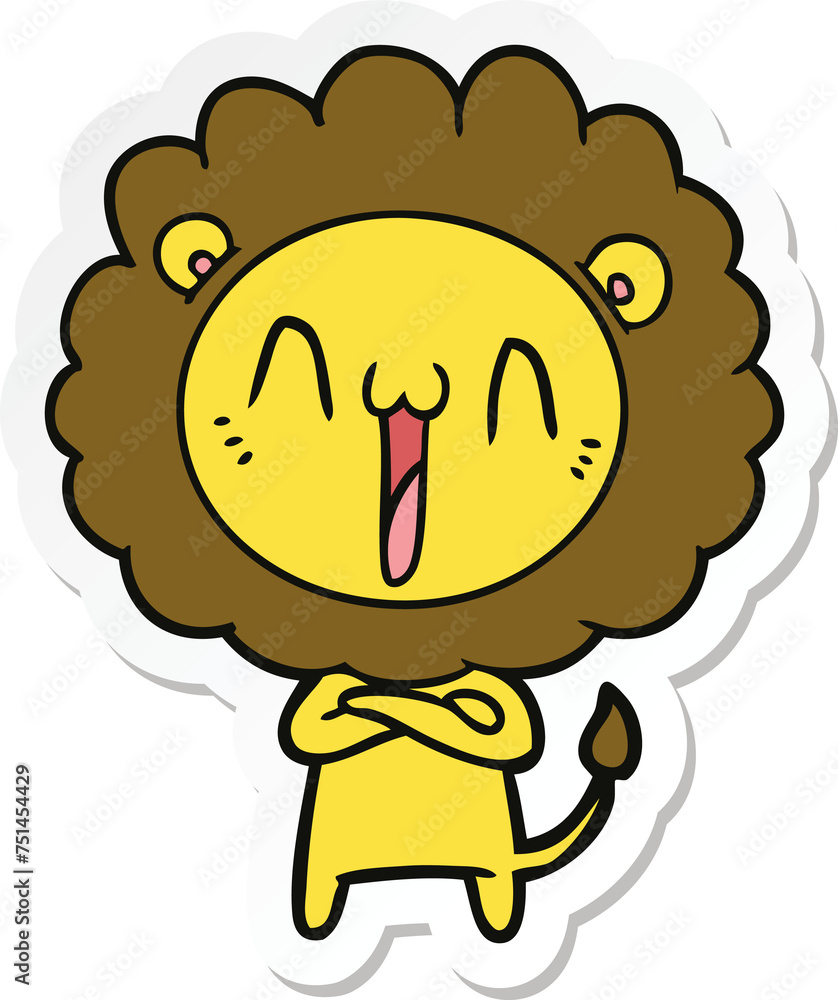 sticker of a happy cartoon lion sticker of a happy cartoon lion