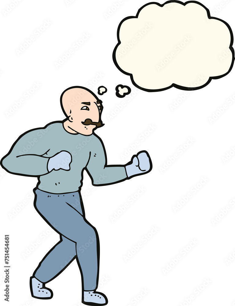 cartoon victorian boxer with thought bubble