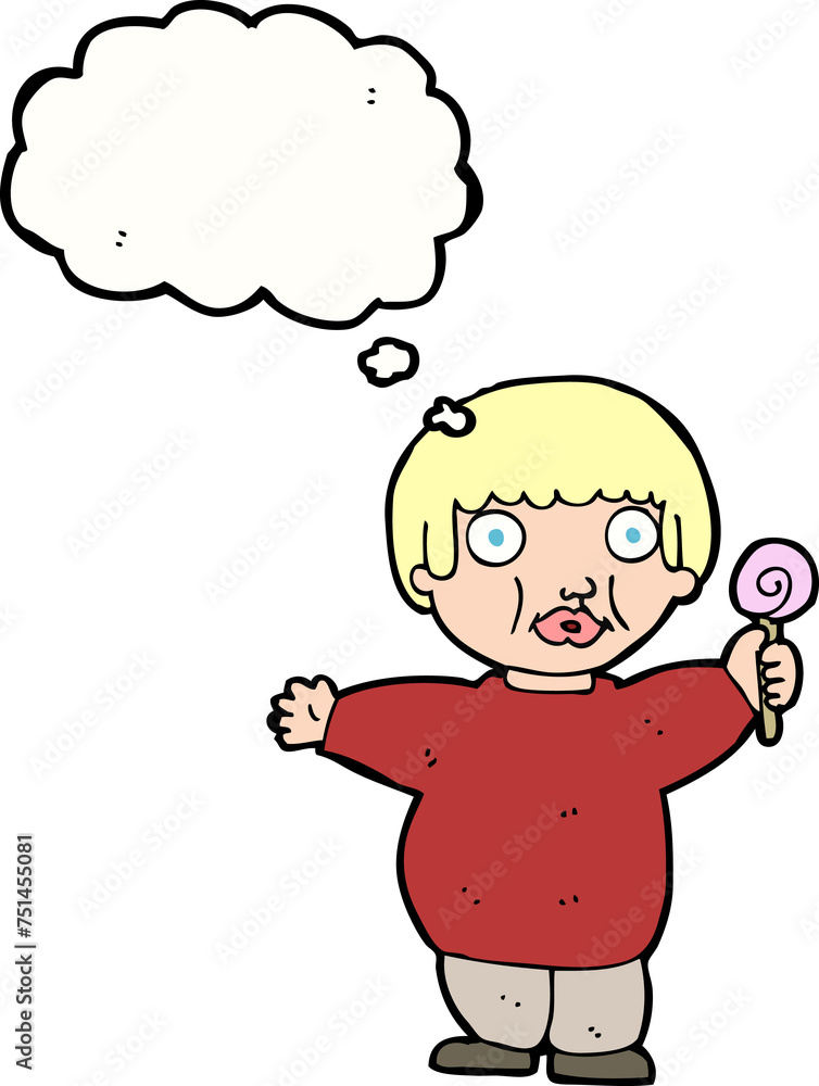 cartoon fat child with thought bubble cartoon fat child with thought bubble