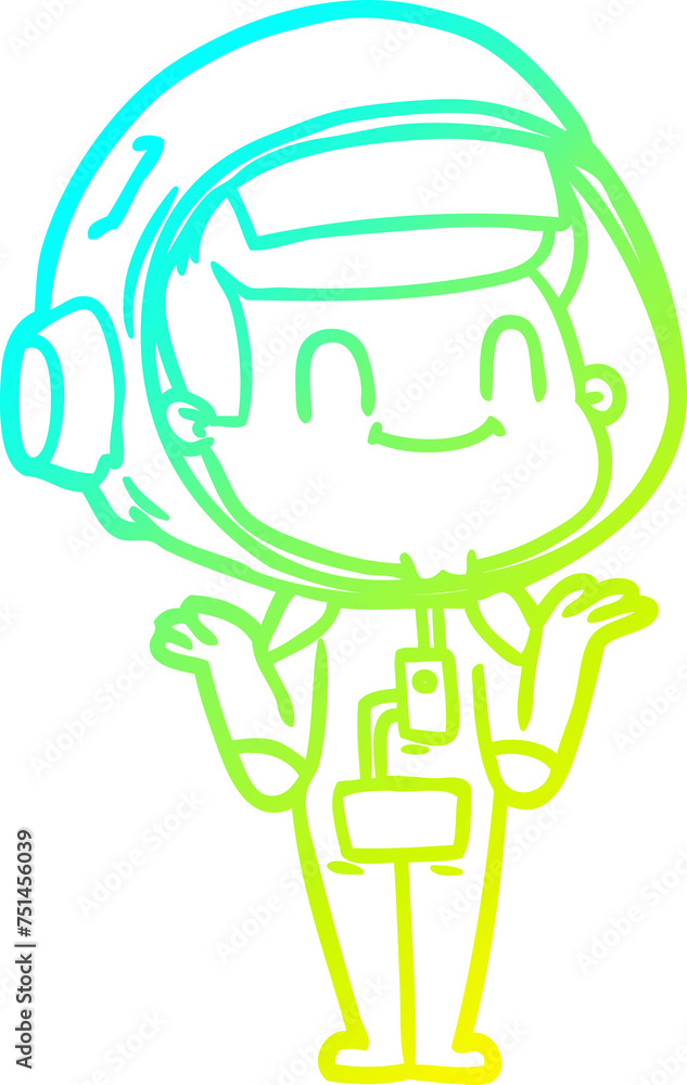 cold gradient line drawing happy cartoon astronaut man cold gradient line drawing happy cartoon astronaut man