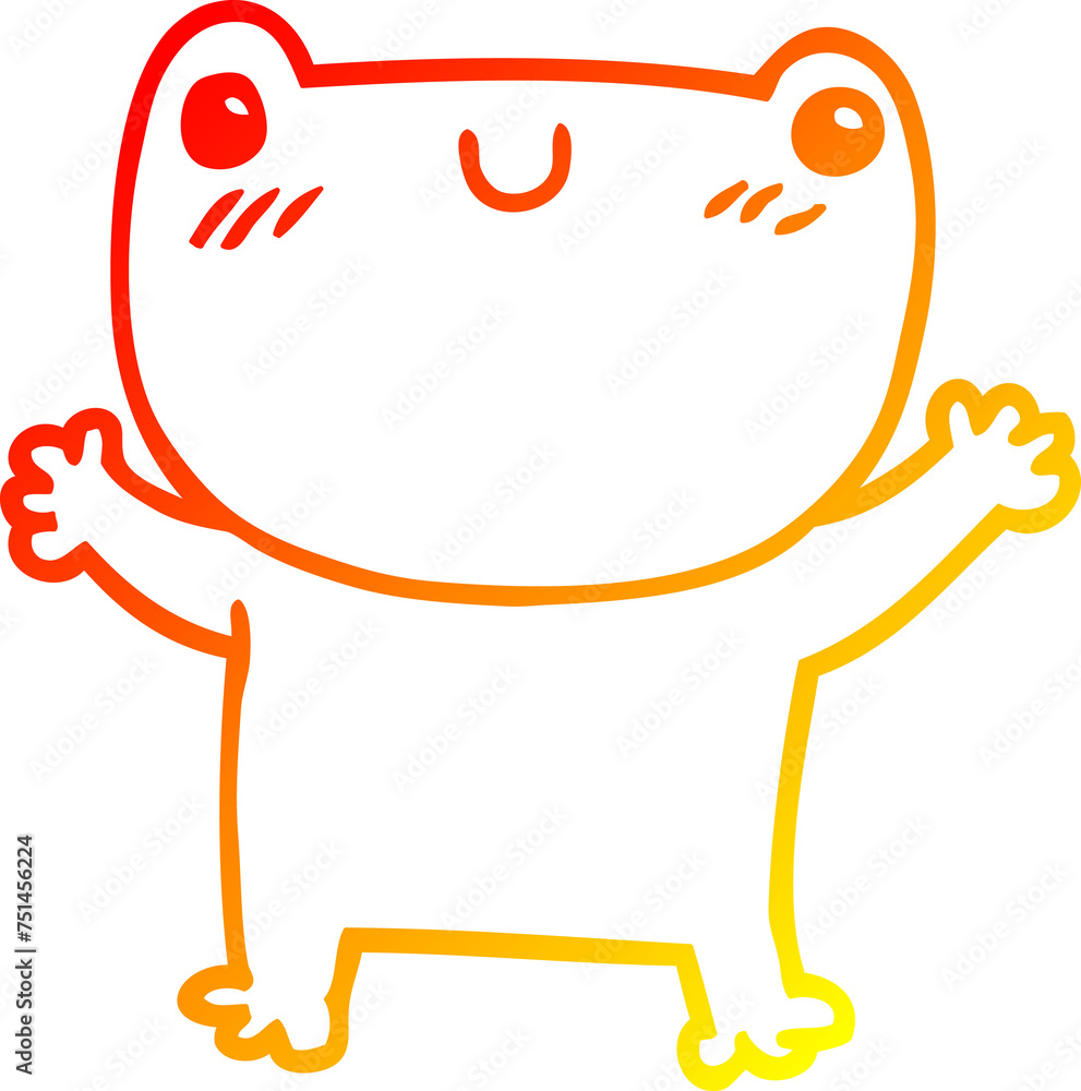 warm gradient line drawing cartoon frog warm gradient line drawing cartoon frog