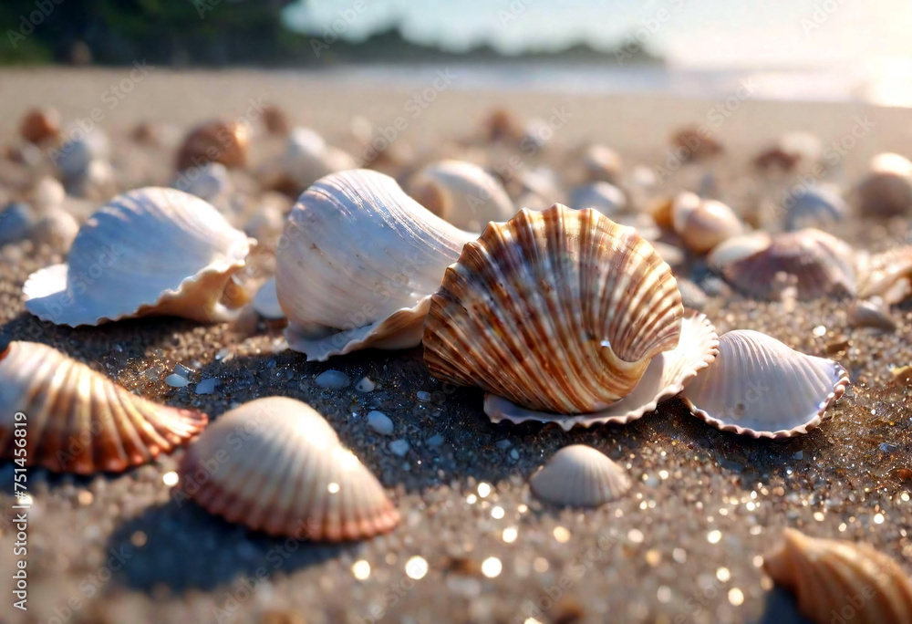 Close up view of sea shells washed up on the beach. Close up view of sea shells washed up on the beach.