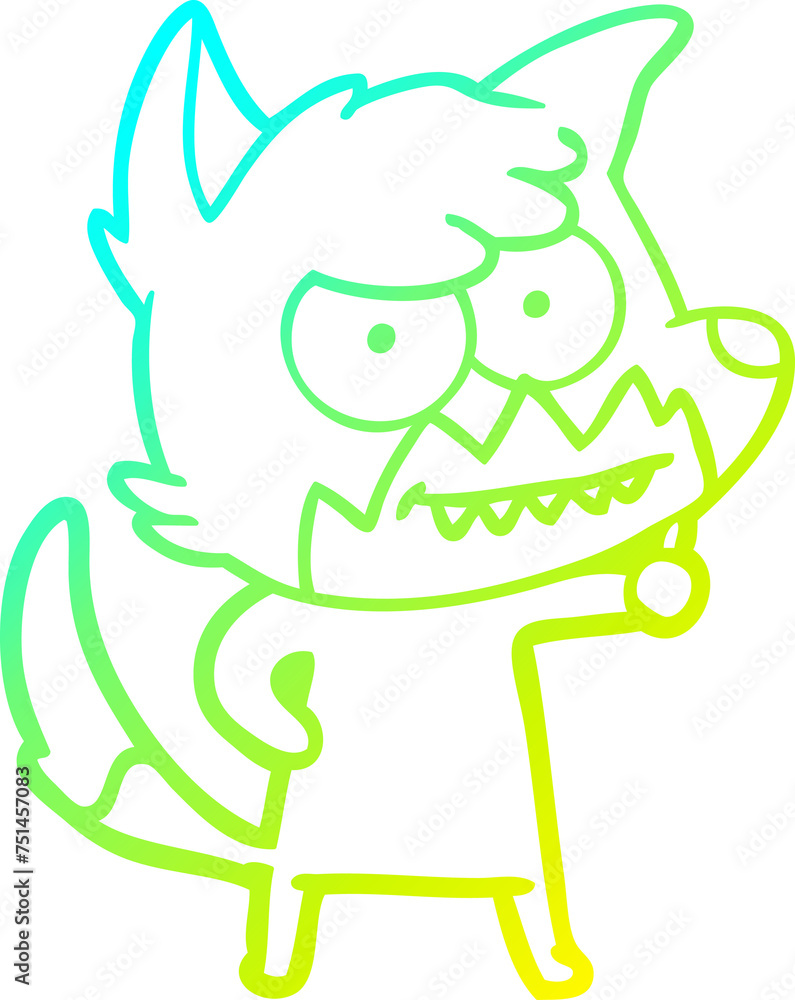 cold gradient line drawing cartoon grinning fox cold gradient line drawing cartoon grinning fox