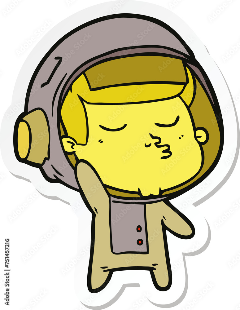 sticker of a cartoon confident astronaut sticker of a cartoon confident astronaut