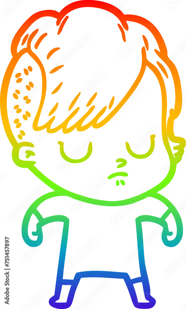 rainbow gradient line drawing cartoon woman rainbow gradient line drawing cartoon woman
