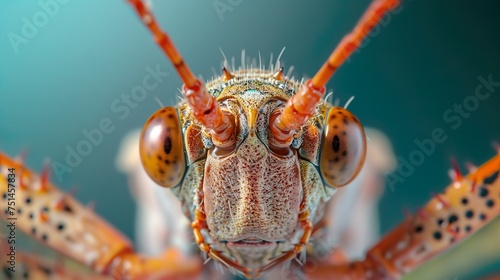 vibrant solitude: the detailed allure of an orange grasshopper © ArtisticALLY