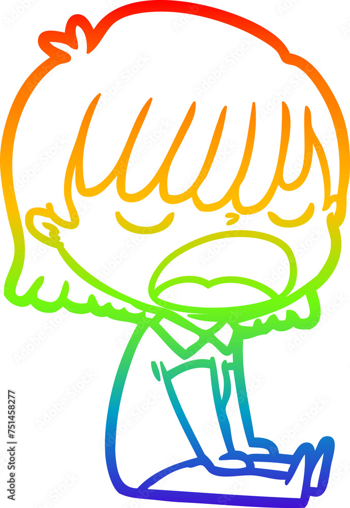 rainbow gradient line drawing cartoon woman talking loudly rainbow gradient line drawing cartoon woman talking loudly