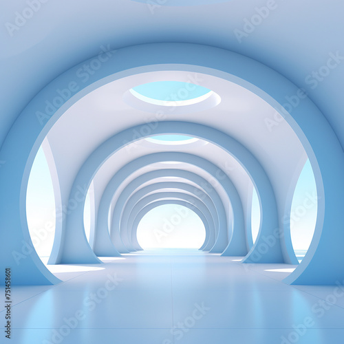 blue tunnel with light