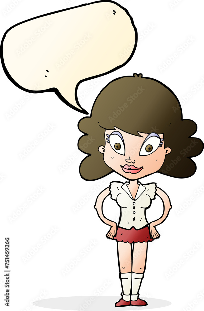 cartoon pretty woman with speech bubble cartoon pretty woman with speech bubble