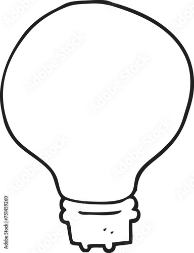 black and white cartoon light bulb