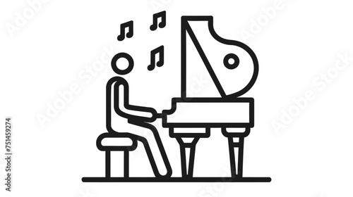pianist playing piano icon. Elements of people profession in multi icons. Simple icon on white background