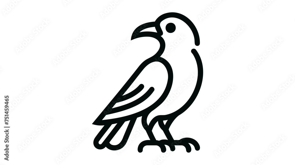 Raven line icon design vector illustration on white background Raven line icon design vector illustration on white background