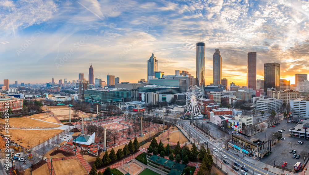 Atlanta, Georgia, USA Downtown Skyline - obrazy, fototapety, plakaty 