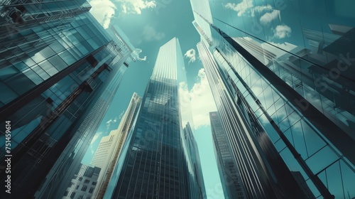 many tall buildings are shown in the background, in the style of design by architects, light silver and cyan​