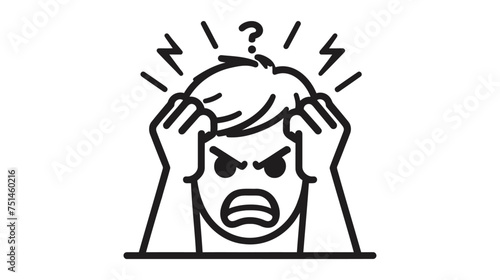 Illustration of an angry man. Feeling anger. Simple style vector illustration on white background