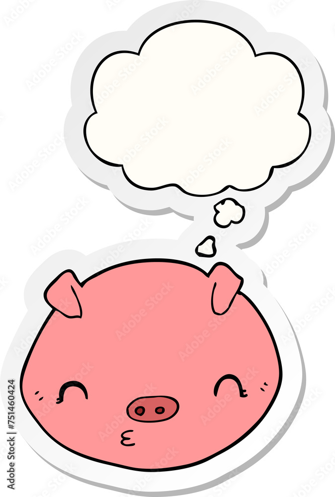 cartoon pig and thought bubble as a printed sticker cartoon pig and thought bubble as a printed sticker