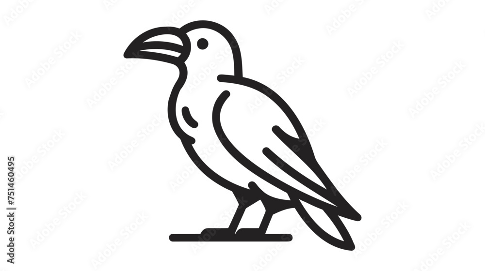 Raven line icon design vector illustration on white background Raven line icon design vector illustration on white background